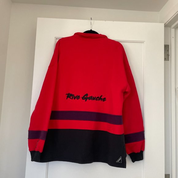 Balenciaga Ski Half Zip Sweatshirt Red Cotton Embroidered BB Logo Small - Picture 15 of 16